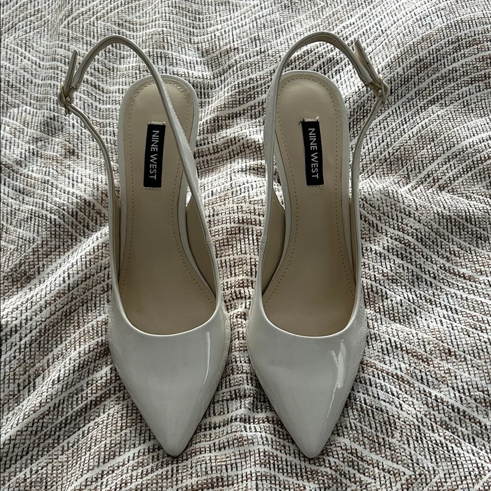Only worn once! Nine West Cream Slingback Heels - Picture 1 of 7